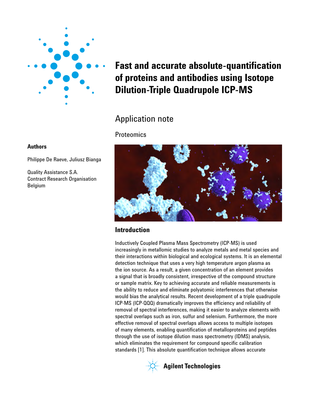 Fast and Accurate Absolute-Quantification of Proteins and Antibodies Using Isotope Dilution-Triple Quadrupole ICP-MS