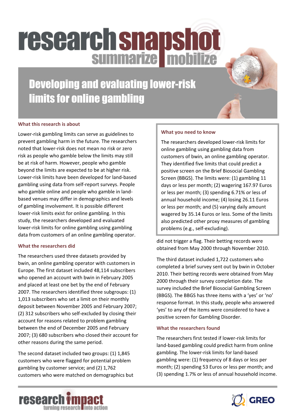 (2021) Developing and Validating Lower Risk Online Gambling