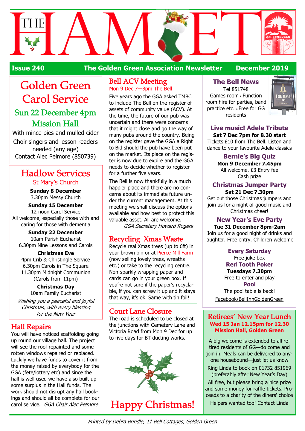 Golden Green Carol Service