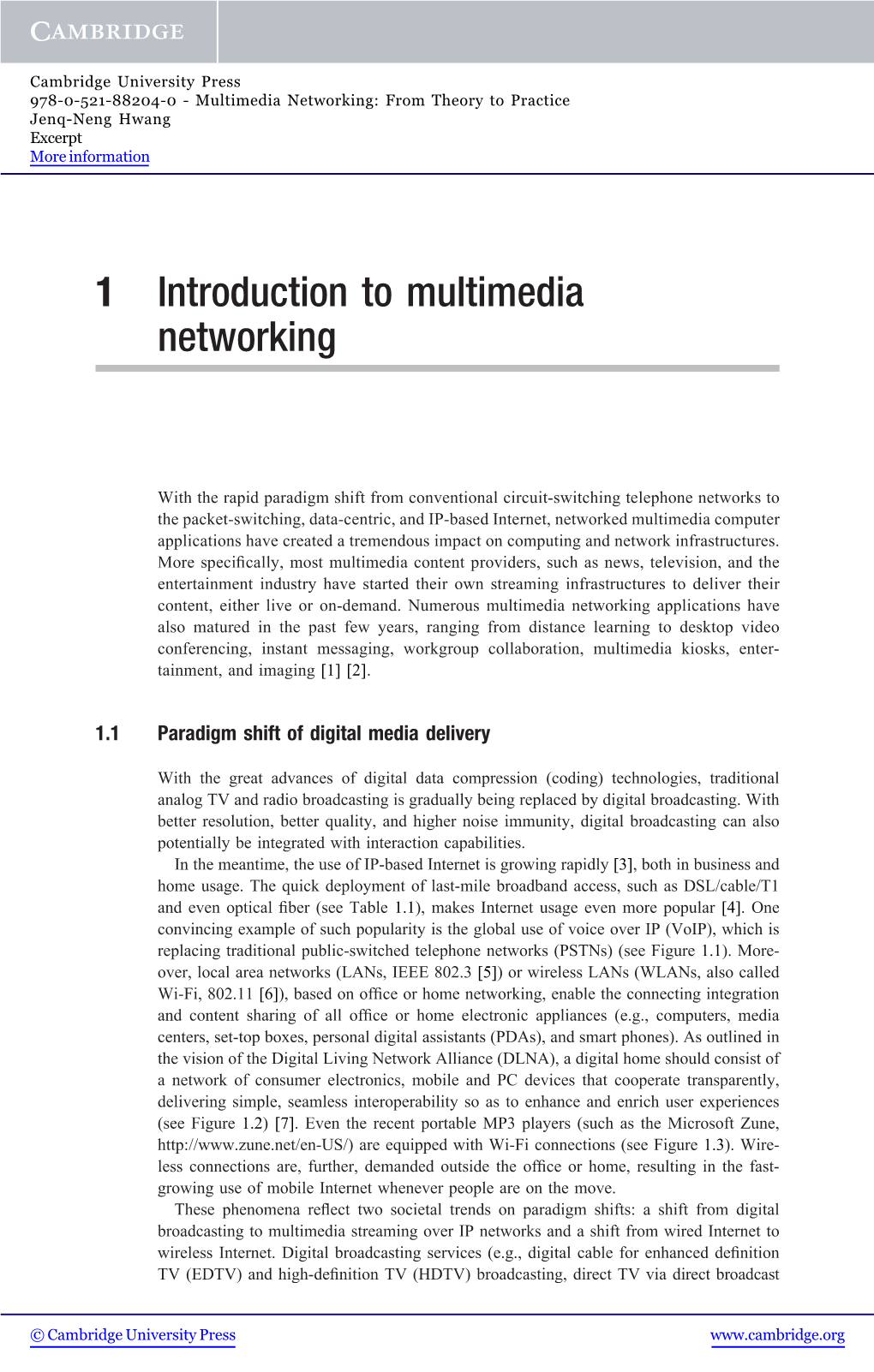 1 Introduction to Multimedia Networking