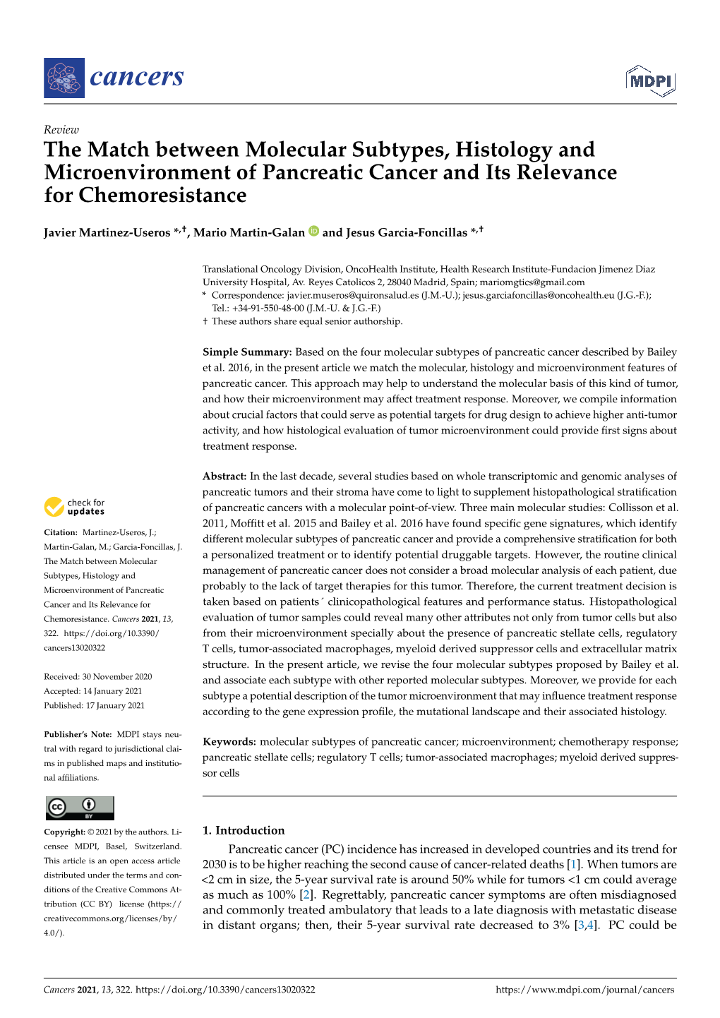 The Match Between Molecular Subtypes, Histology and Microenvironment of Pancreatic Cancer and Its Relevance for Chemoresistance