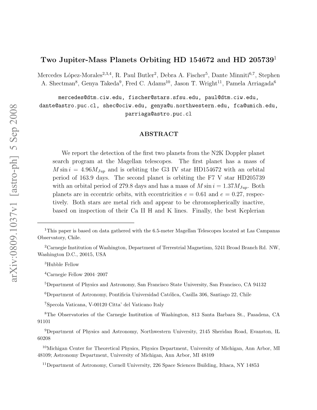 Two Jupiter-Mass Planets Orbiting HD 154672 and HD 205739