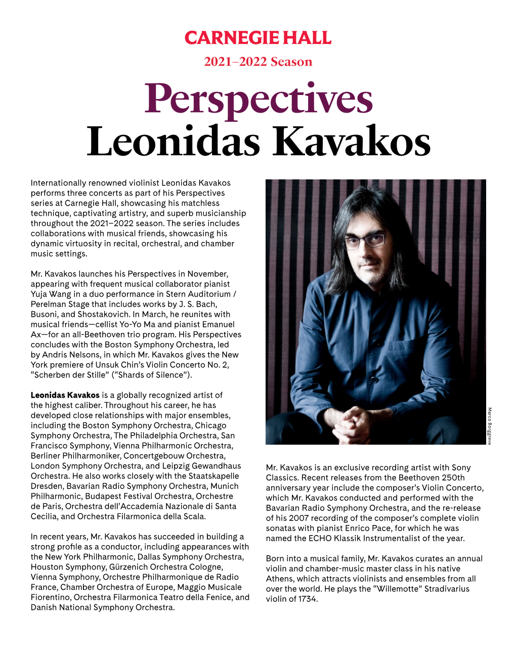2021–2022 Perspectives: Leonidas Kavakos
