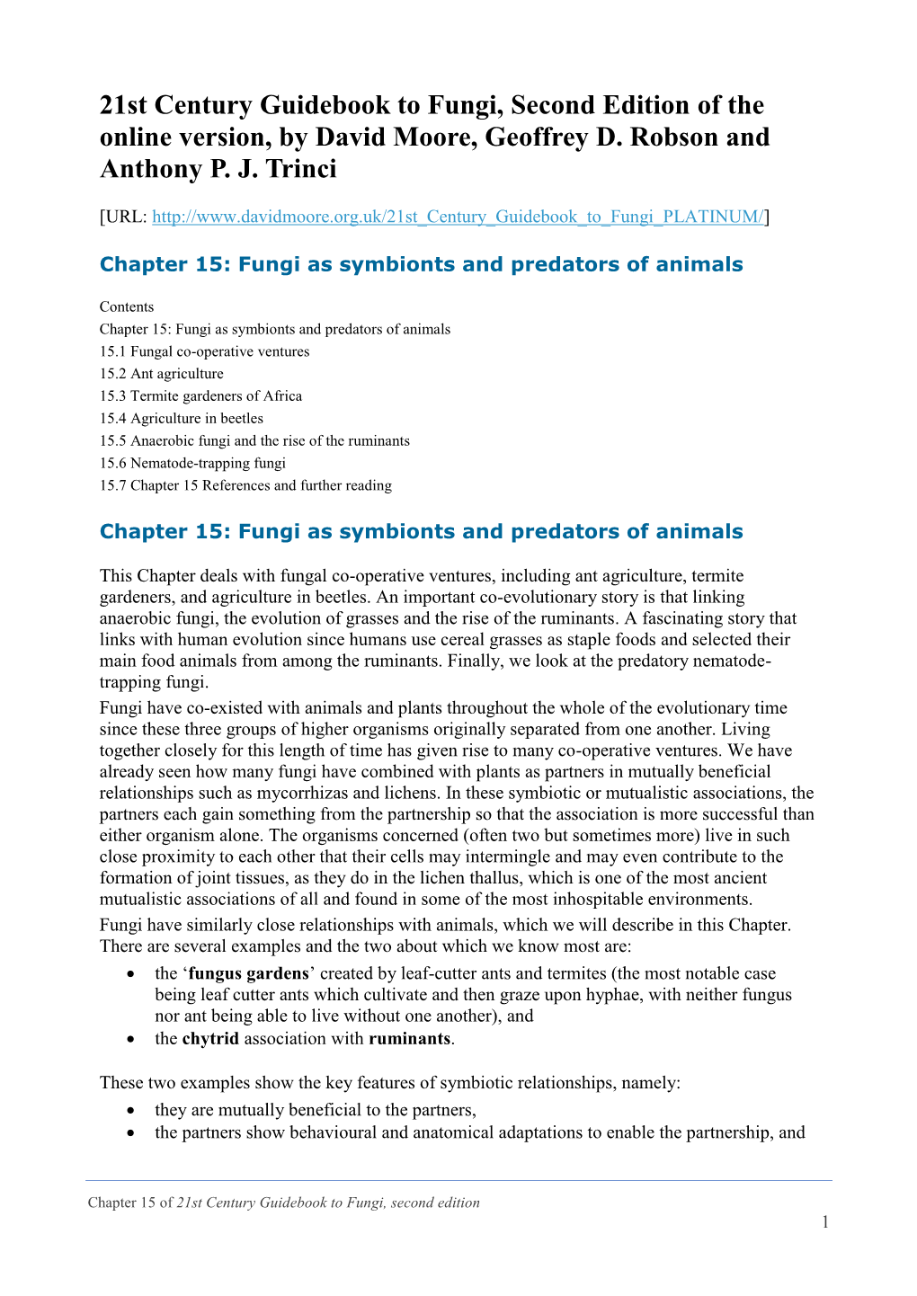 Chapter 15: Fungi As Symbionts and Predators of Animals