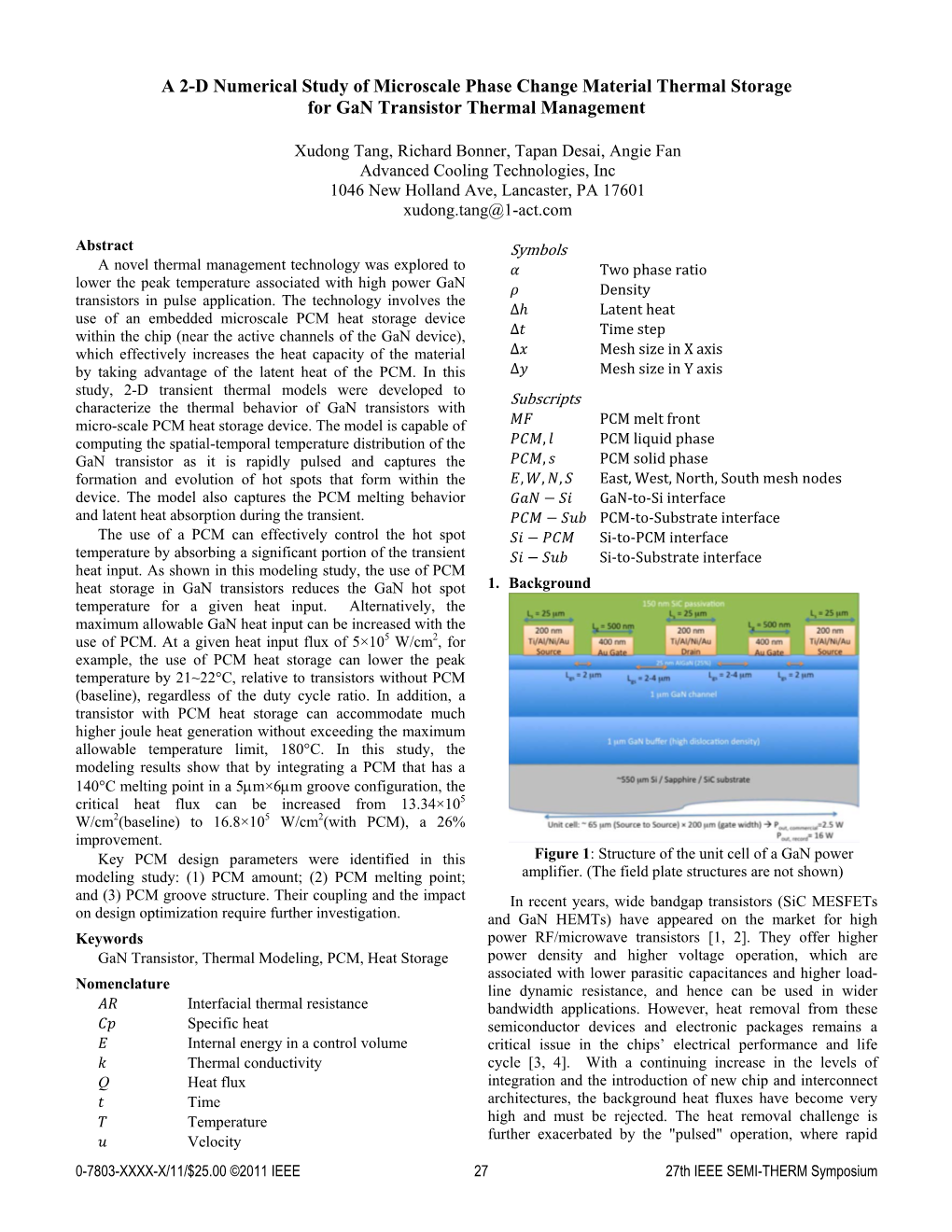 A 2-D Numerical Study of Microscale Phase Change Material Thermal Storage for Gan Transistor Thermal Management