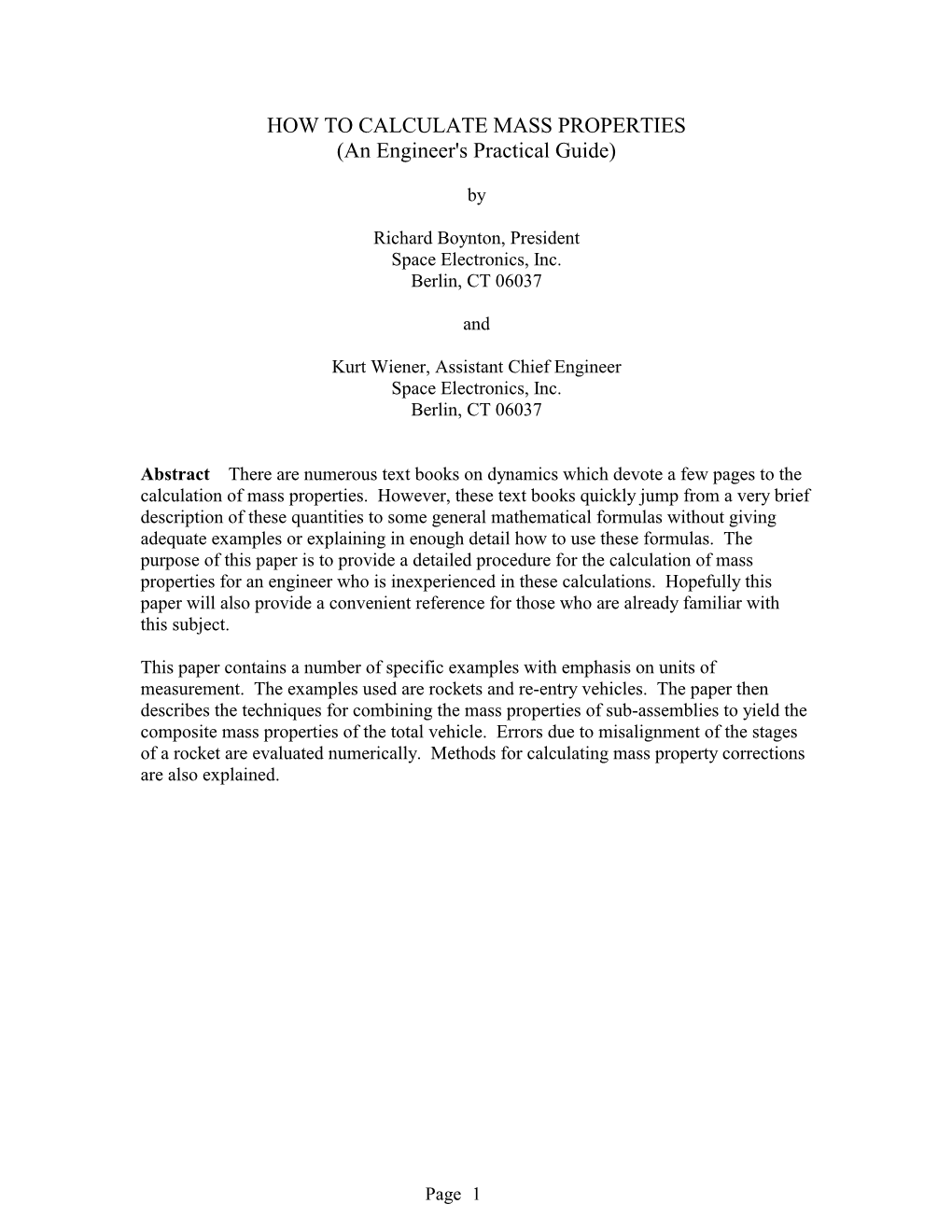 HOW to CALCULATE MASS PROPERTIES (An Engineer's Practical Guide)