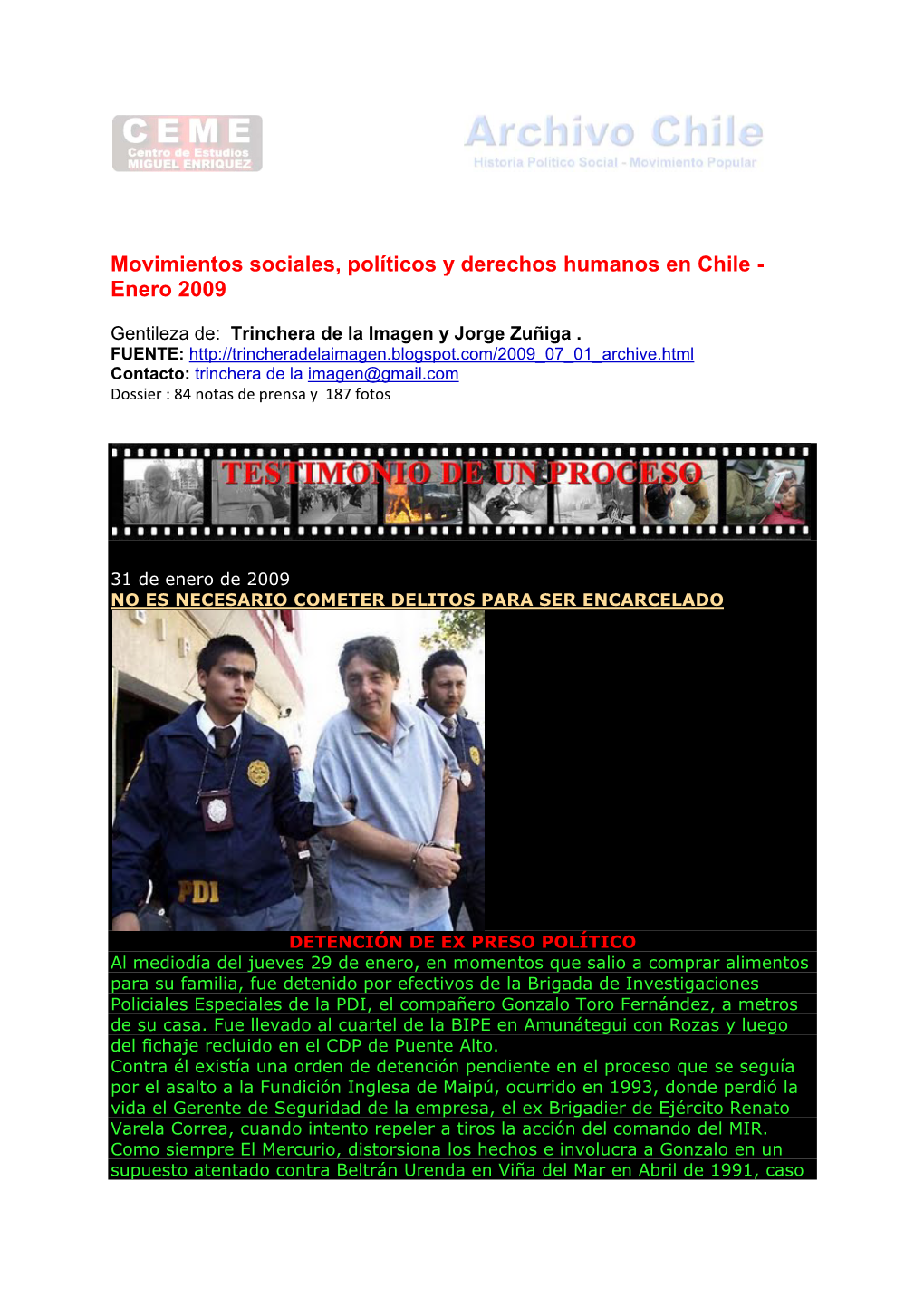 2009 01 Movimientos Sociales, Políticos Y Derechos Humanos En Chile
