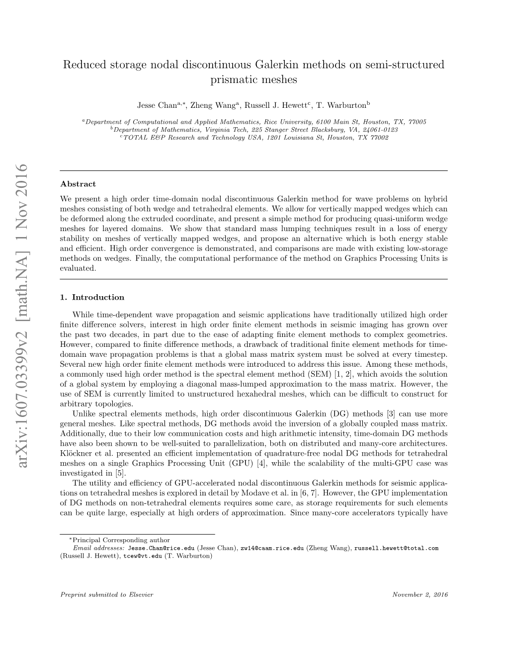 Arxiv:1607.03399V2 [Math.NA] 1 Nov 2016 Investigated in [5]