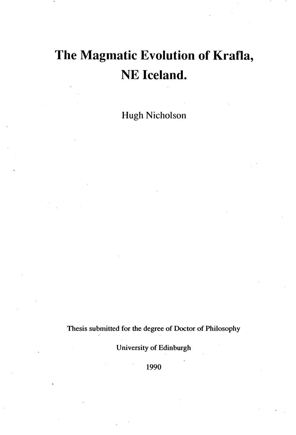 The Magmatic Evolution of Krafla, NE Iceland