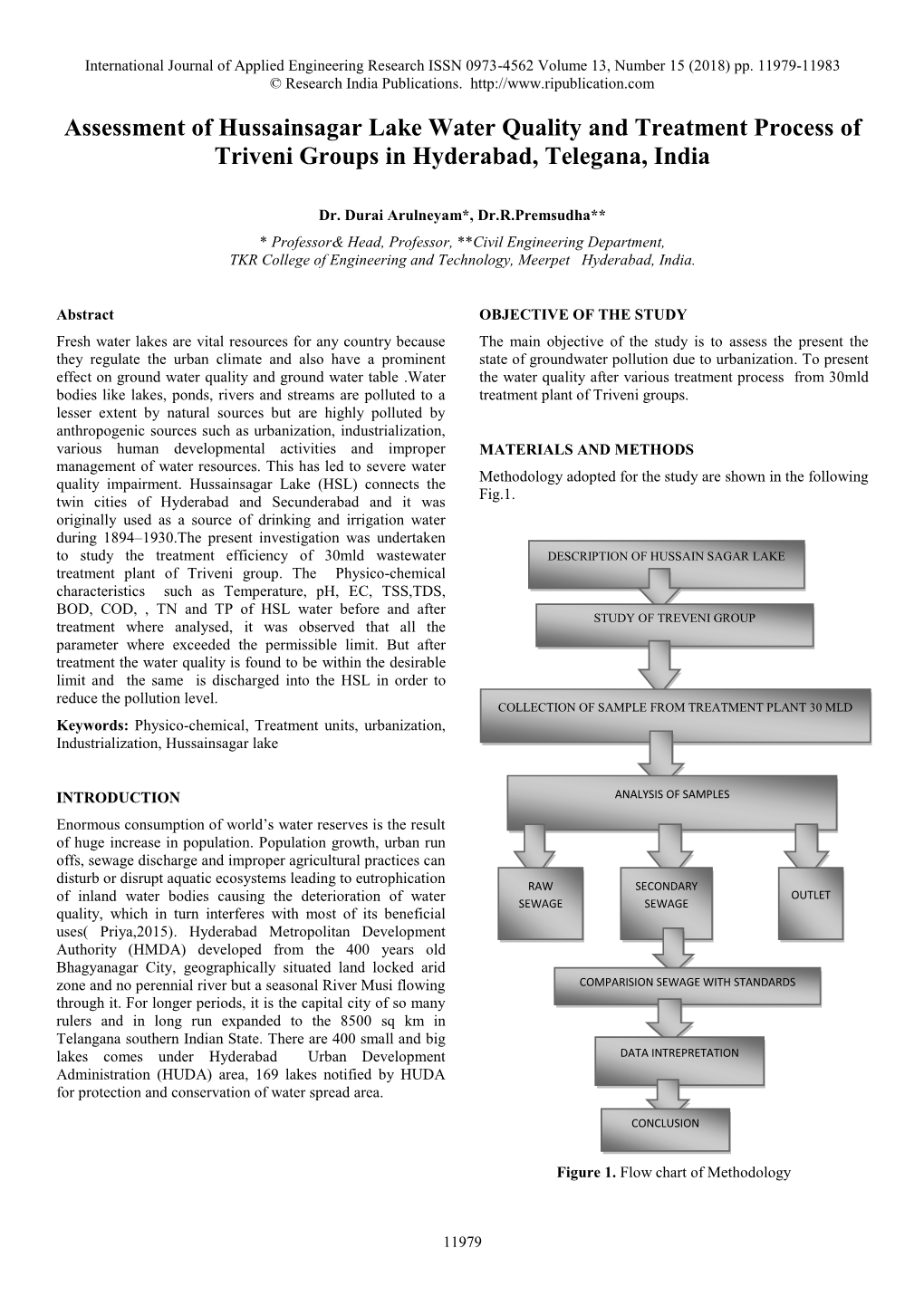 Assessment of Hussainsagar Lake Water Quality and Treatment Process of Triveni Groups in Hyderabad, Telegana, India