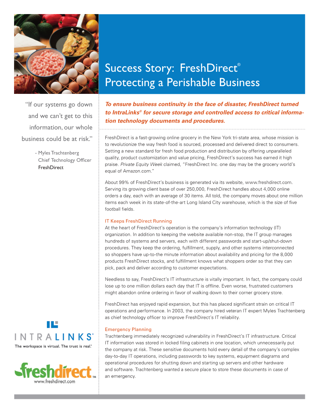 Success Story: Freshdirect® Protecting a Perishable Business