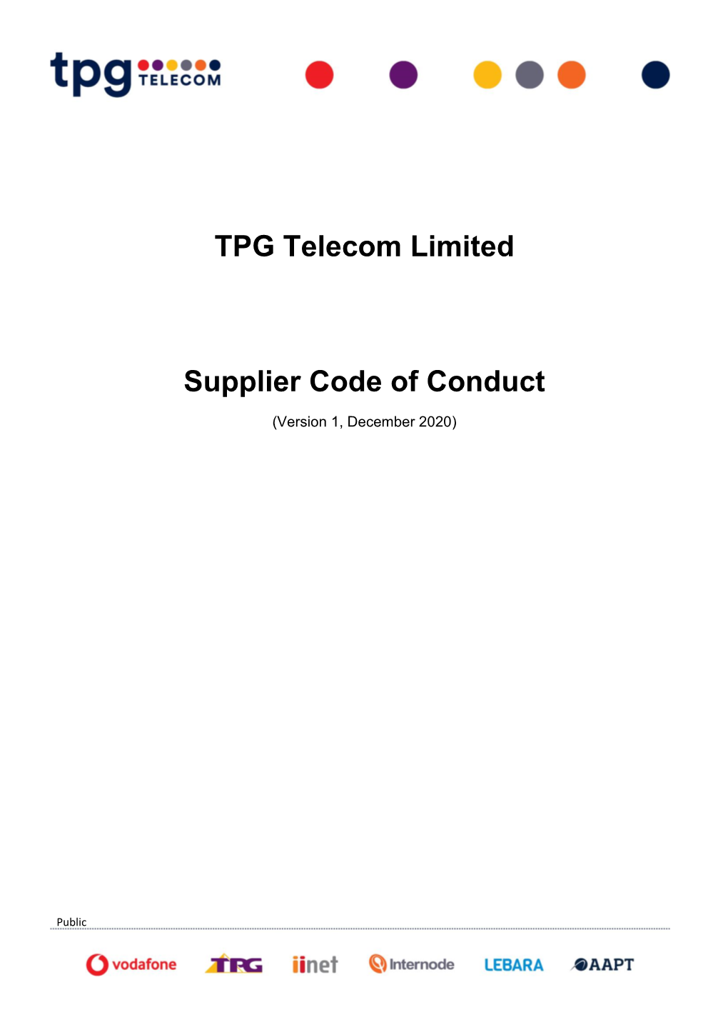 TPG Telecom Limited Supplier Code of Conduct