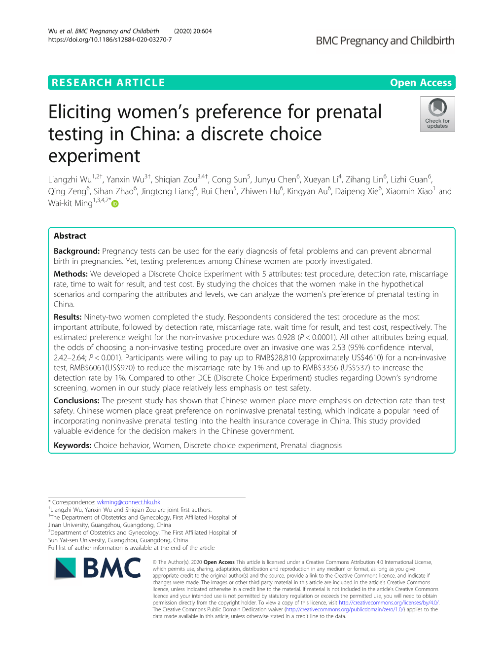 A Discrete Choice Experiment