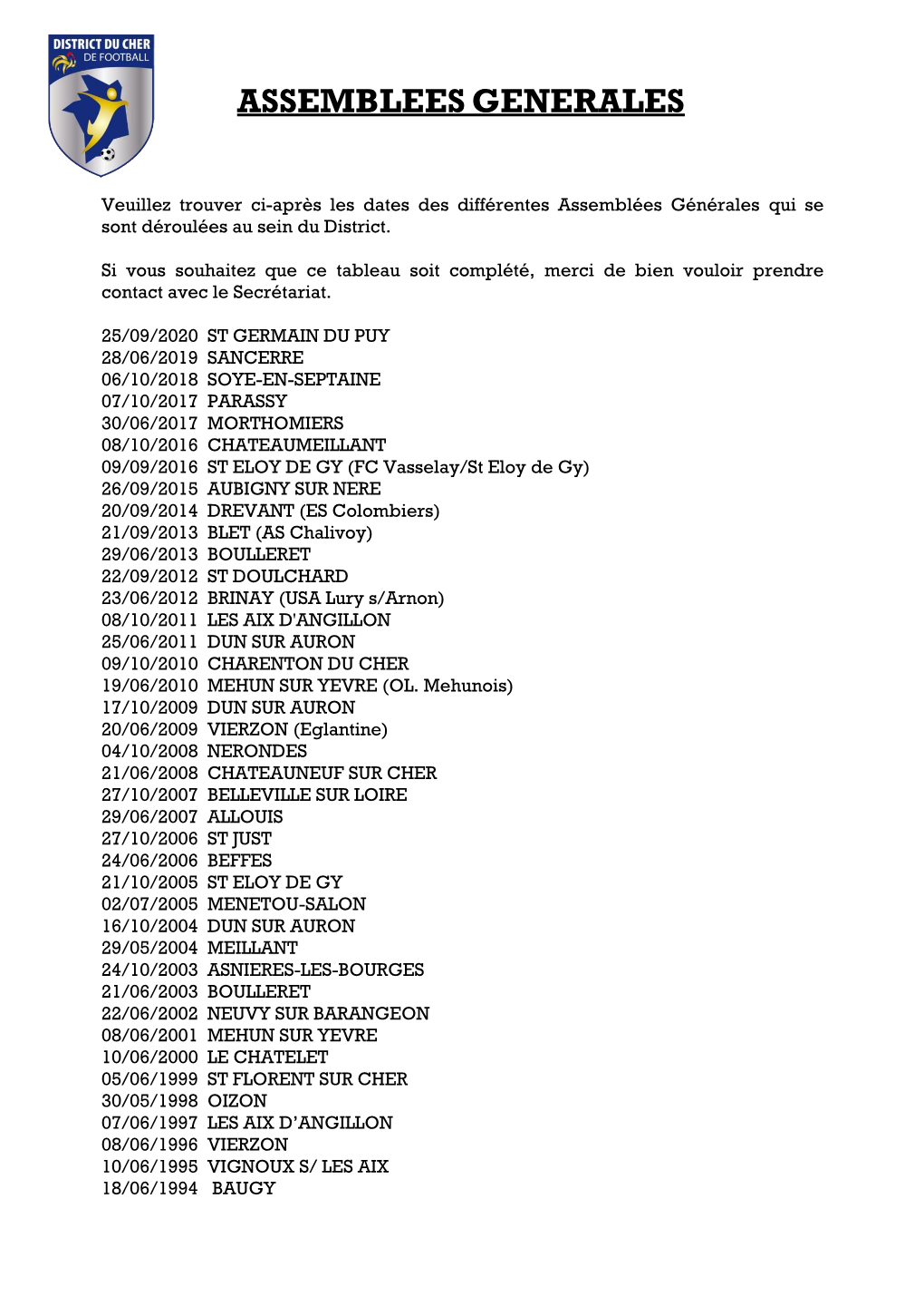 Assemblees Generales