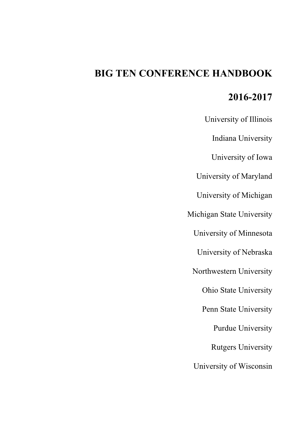 Big Ten Conference Handbook 2016-2017