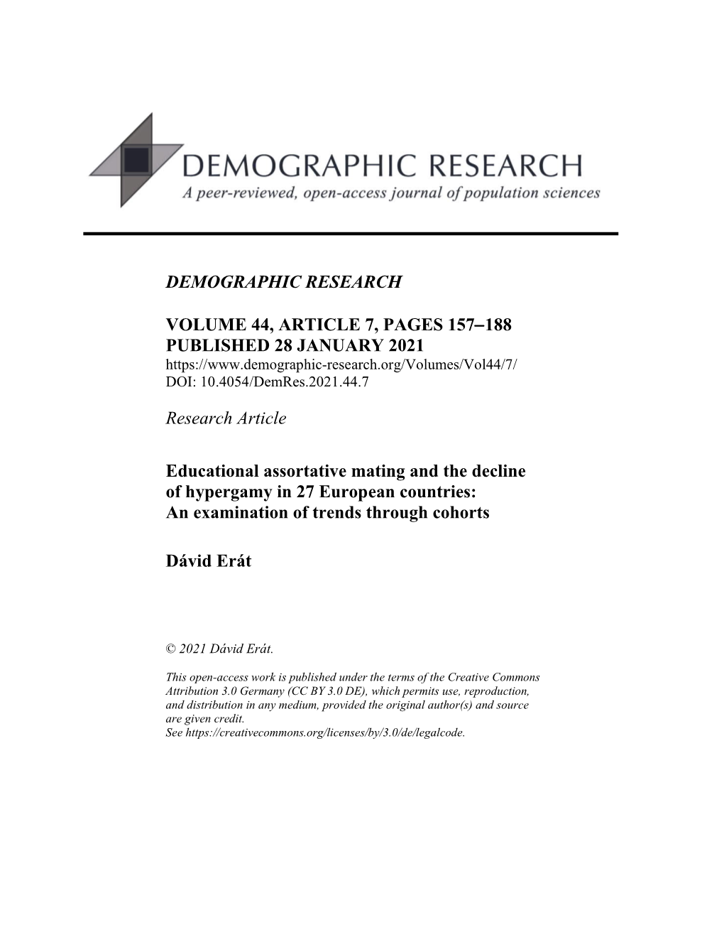 Educational Assortative Mating and the Decline of Hypergamy in 27 European Countries: an Examination of Trends Through Cohorts