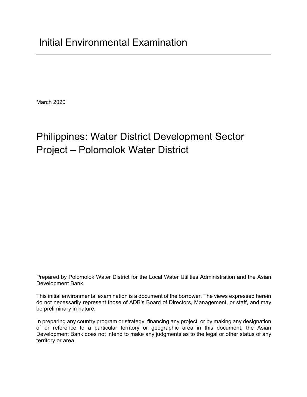 41665-013: Water District Development Sector Project