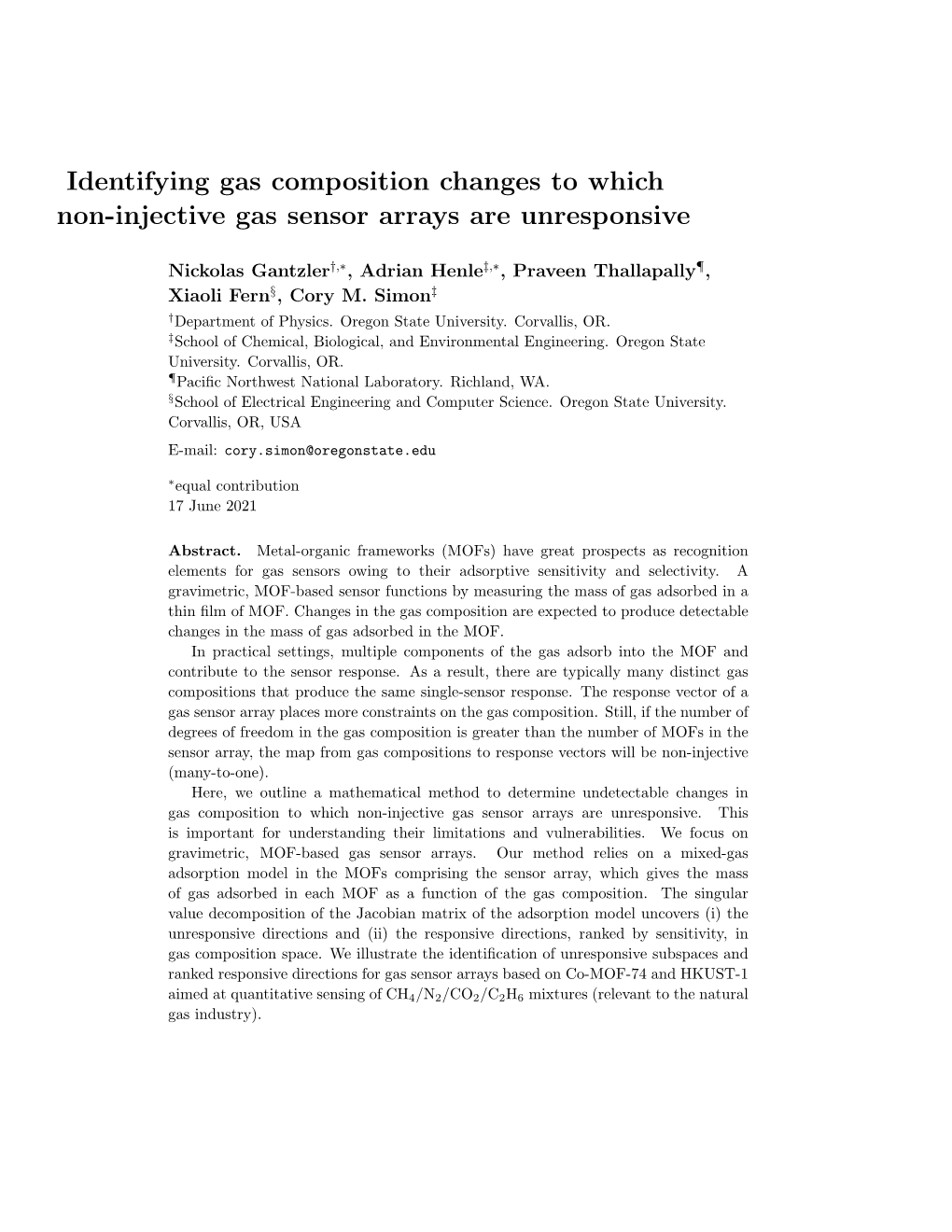 Identifying Gas Composition Changes to Which Non-Injective Gas Sensor Arrays Are Unresponsive