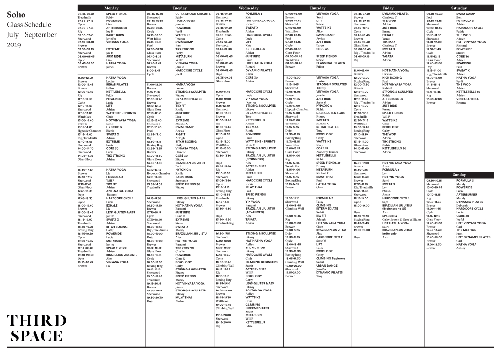 SOHO Main Timetable JULY SEPT A4.Indd