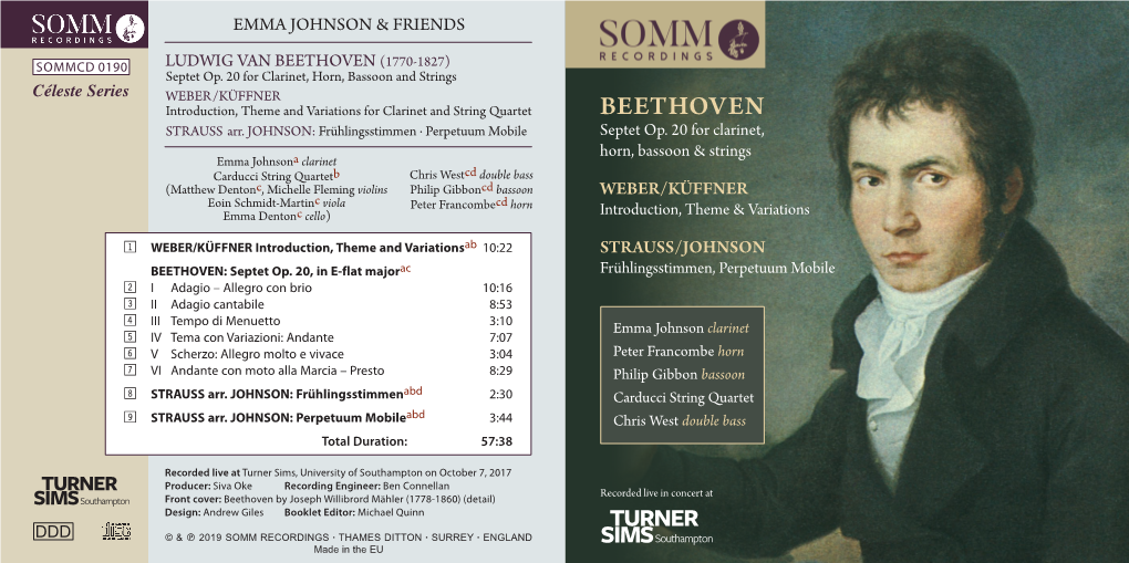 BEETHOVEN (1770-1827) Septet Op