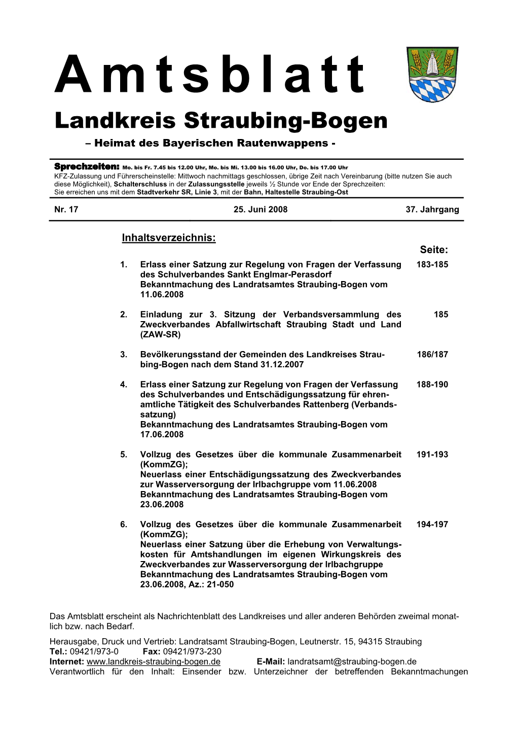 I: Bekanntmachungen Des Landratsamtes