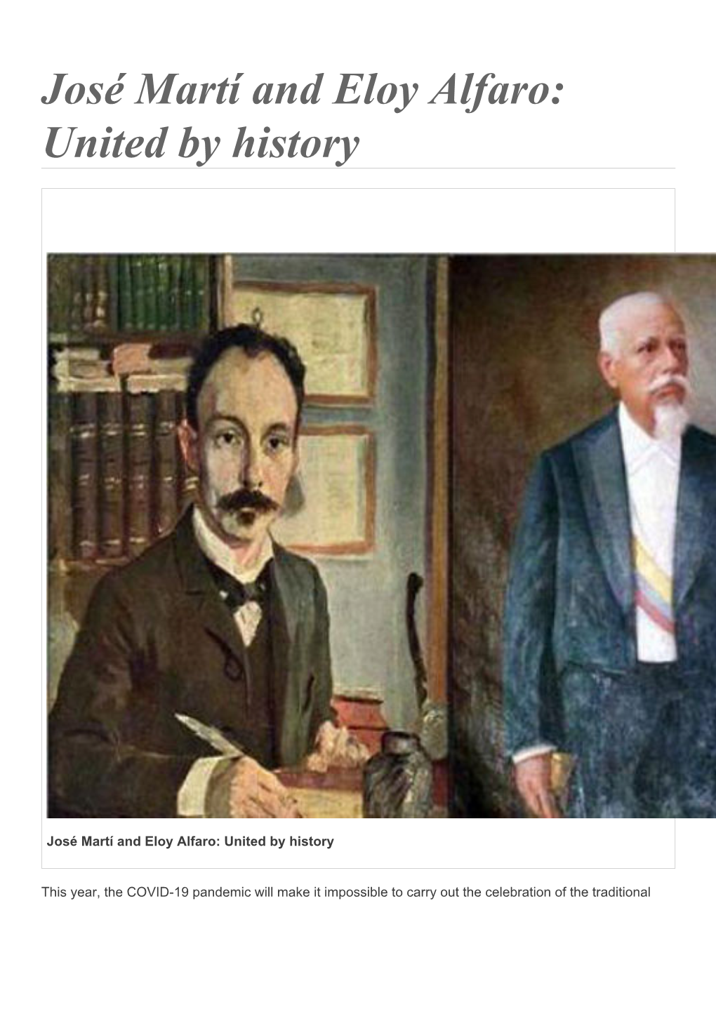 José Martí and Eloy Alfaro: United by History