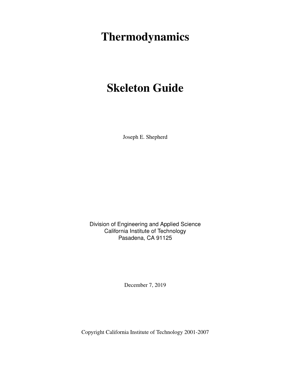 Thermodynamics Skeleton Guide