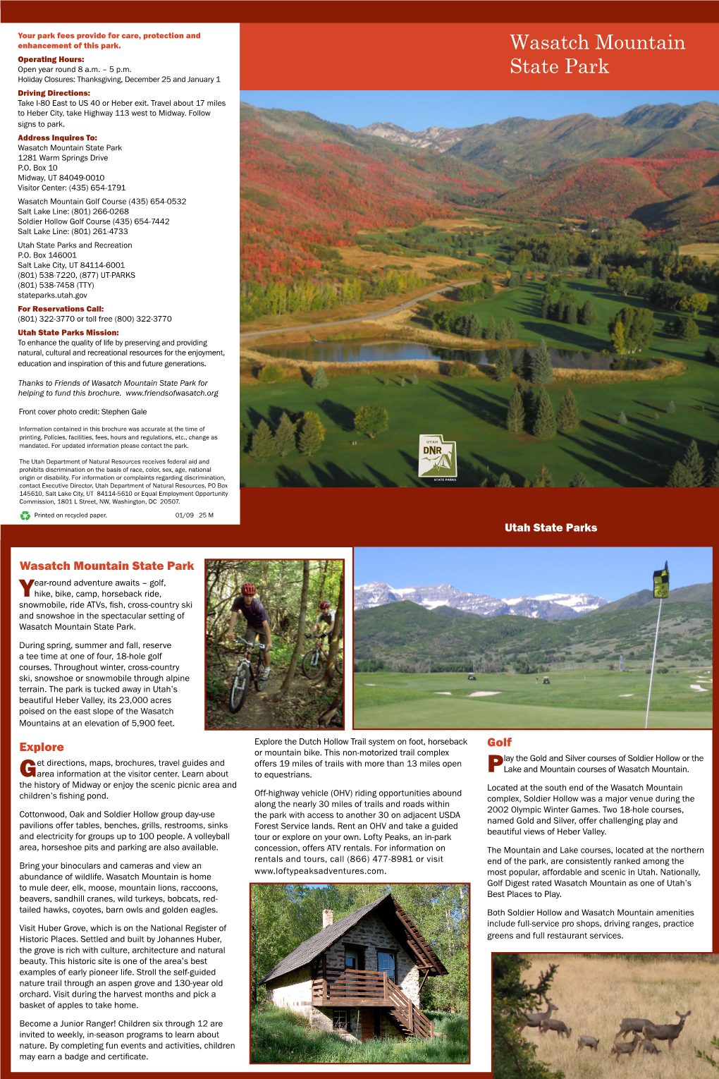 Wasatch Mountain State Park Brochure
