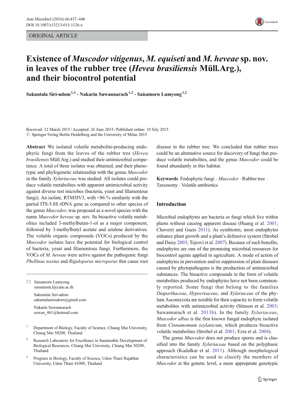 Hevea Brasiliensis Müll.Arg.), and Their Biocontrol Potential