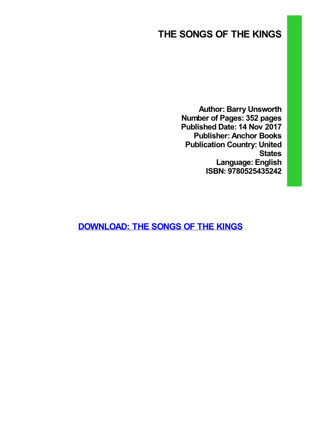 PDF Download the Songs of the Kings Kindle