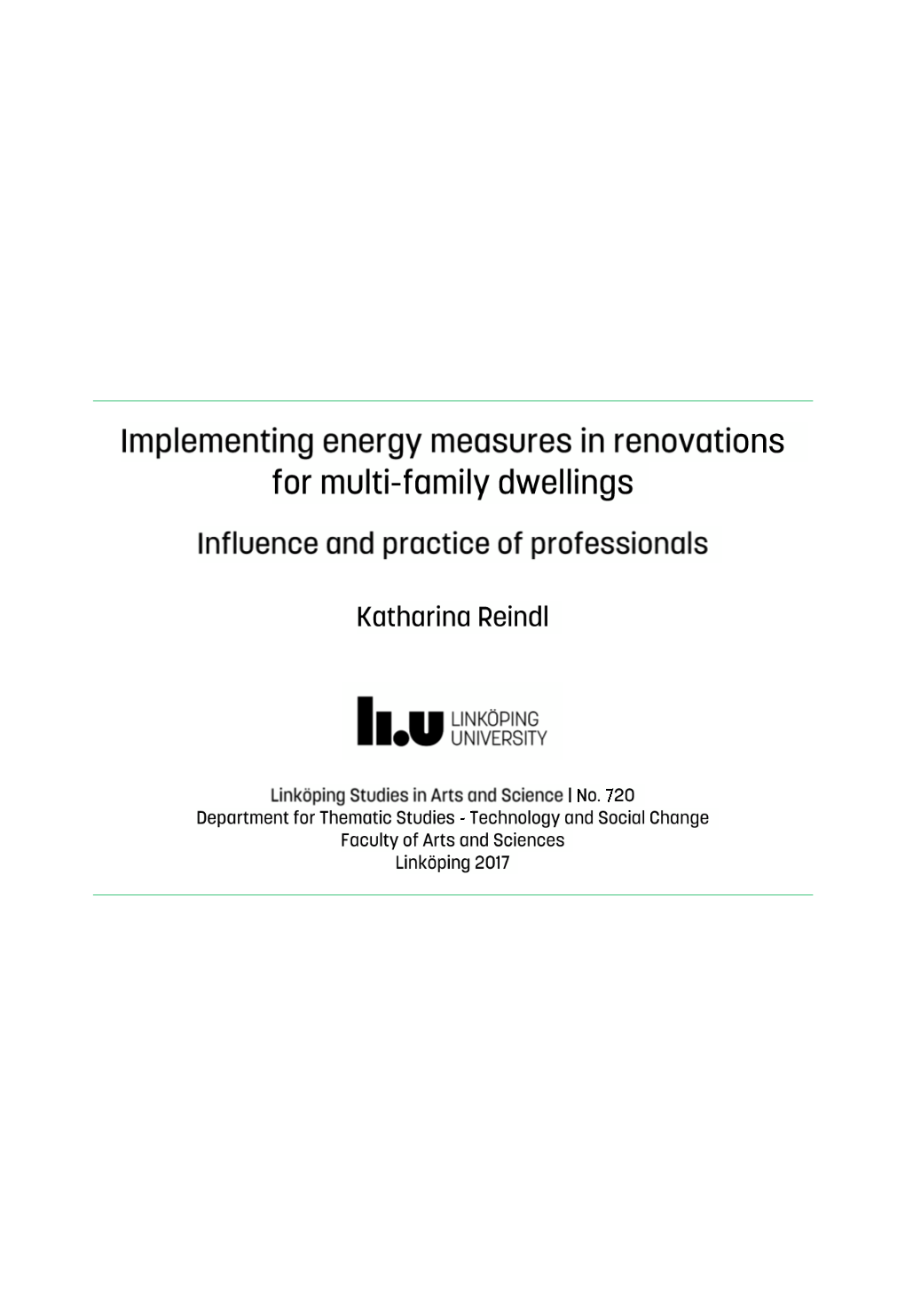 Implementing Energy Measures in Renovations for Multifamily Dwellings