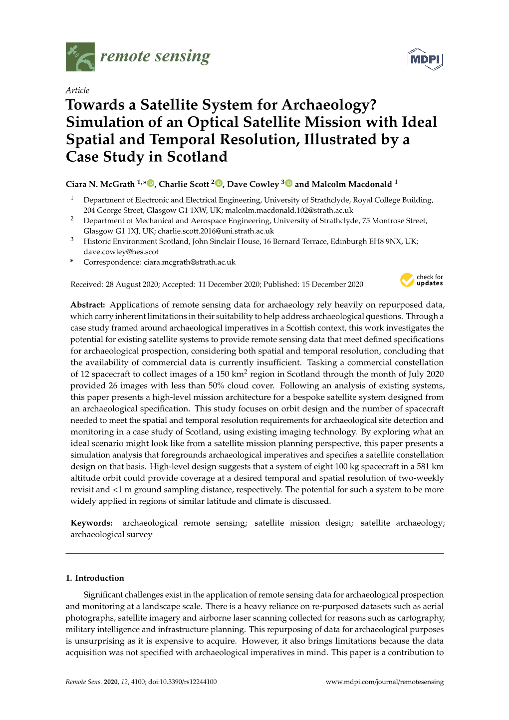 Towards a Satellite System for Archaeology?