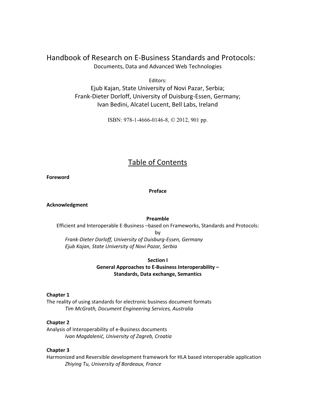 Handbook of Research on E-Business Standards and Protocols: Documents, Data and Advanced Web Technologies