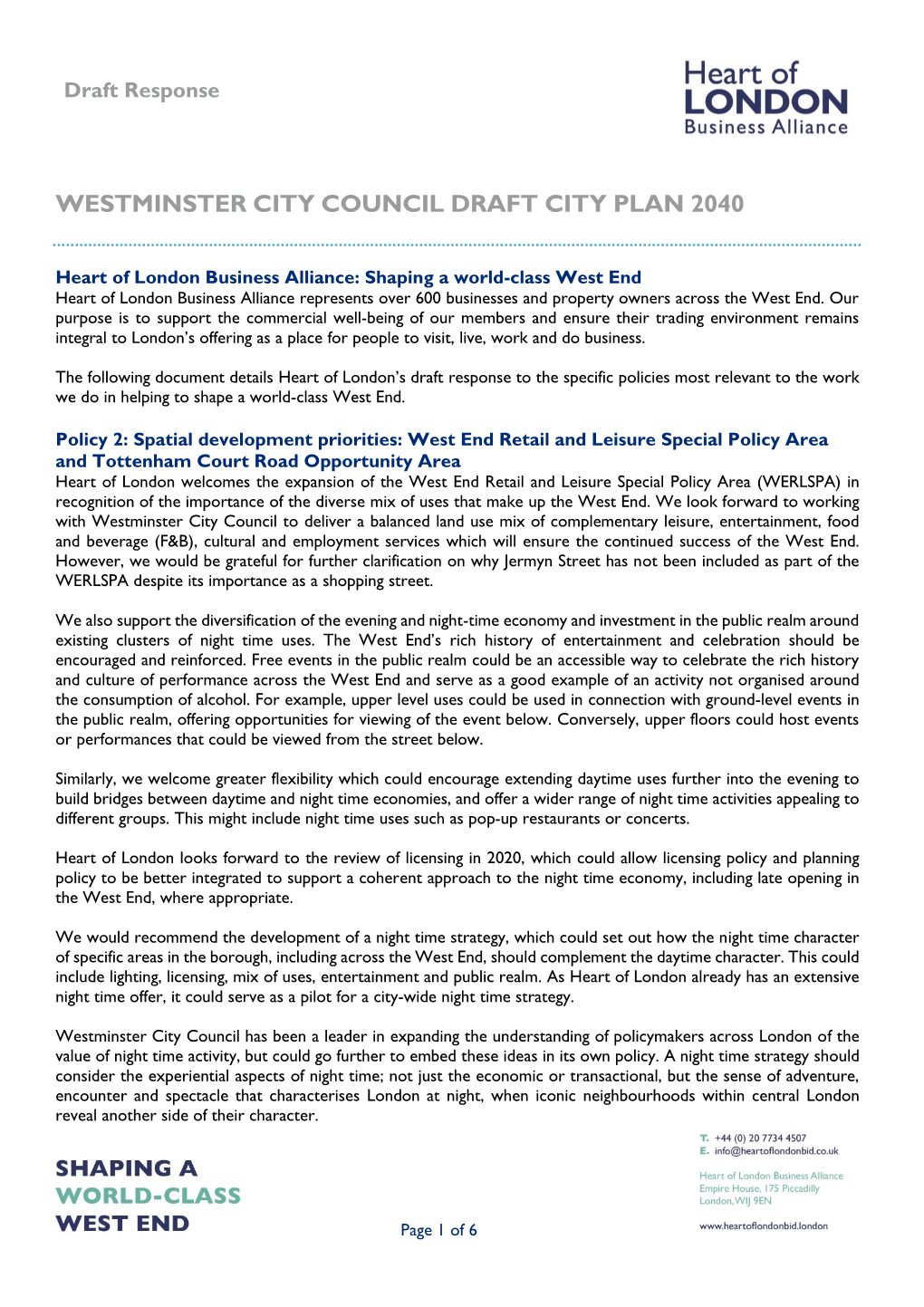Westminster City Council Draft City Plan 2040