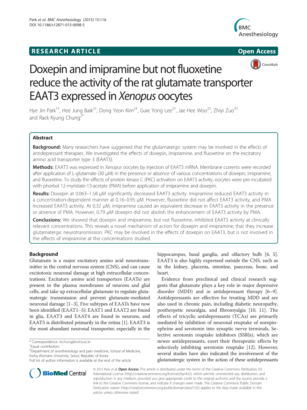 Doxepin and Imipramine but Not Fluoxetine Reduce the Activity of The