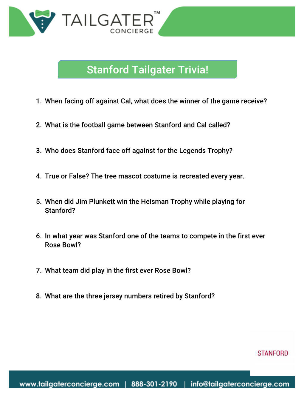 Stanford Tailgater Trivia!