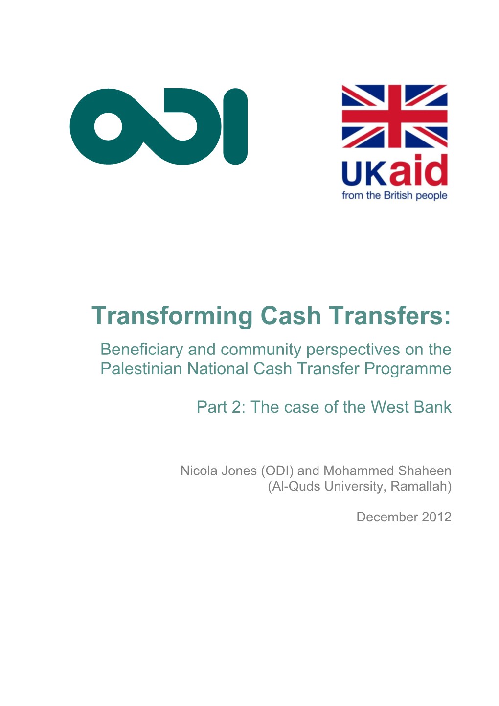 Beneficiary and Community Perspectives on the Palestinian National Cash Transfer Programme
