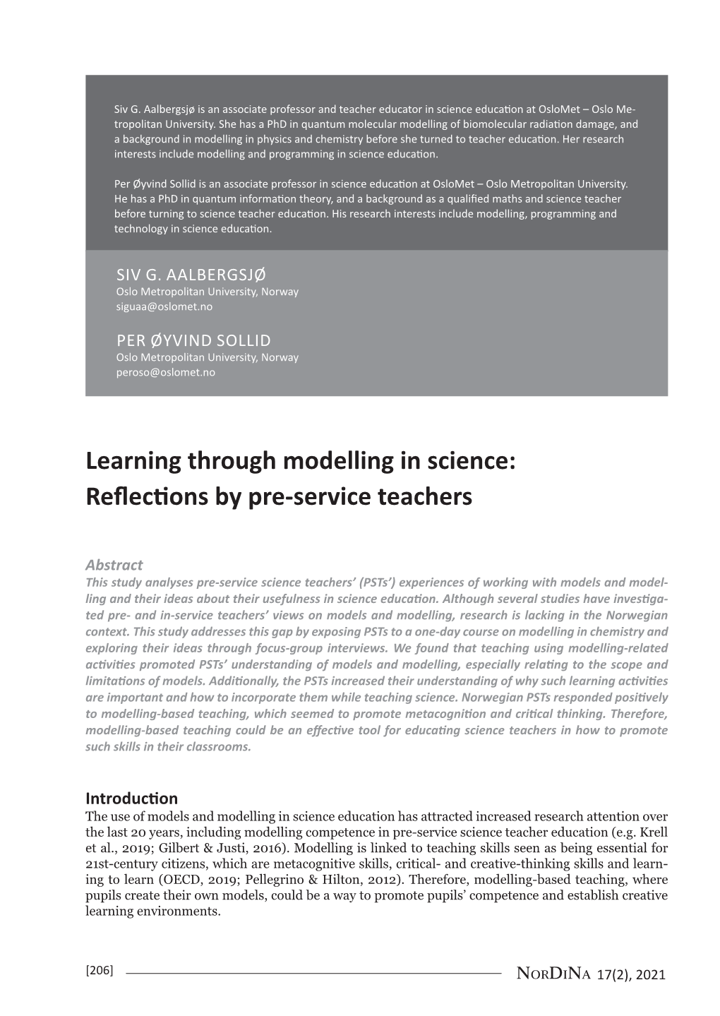 Learning Through Modelling in Science: Reflections by Pre-Service Teachers