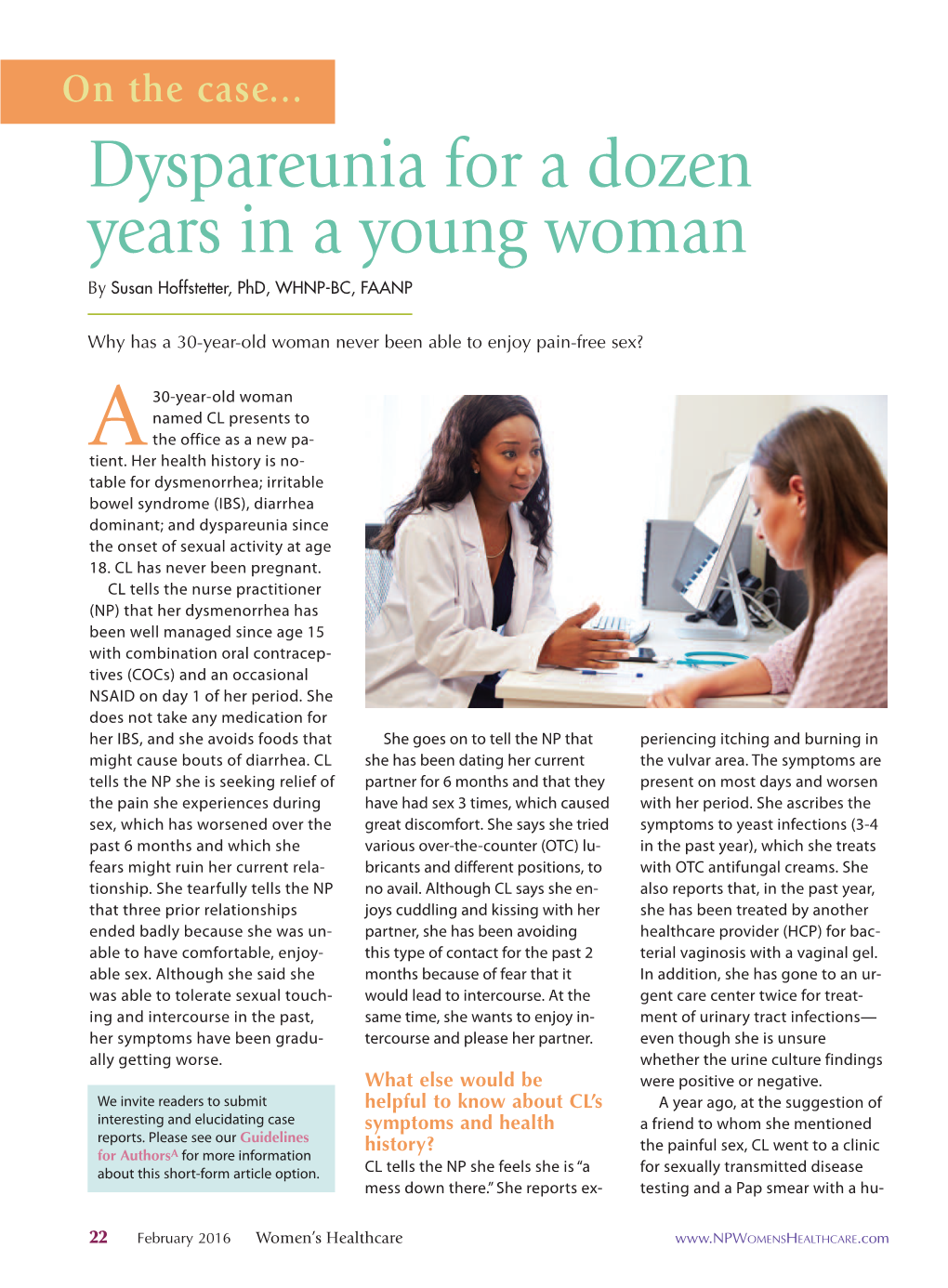 Dyspareunia for a Dozen Years in a Young Woman by Susan Hoffstetter, Phd, WHNP-BC, FAANP