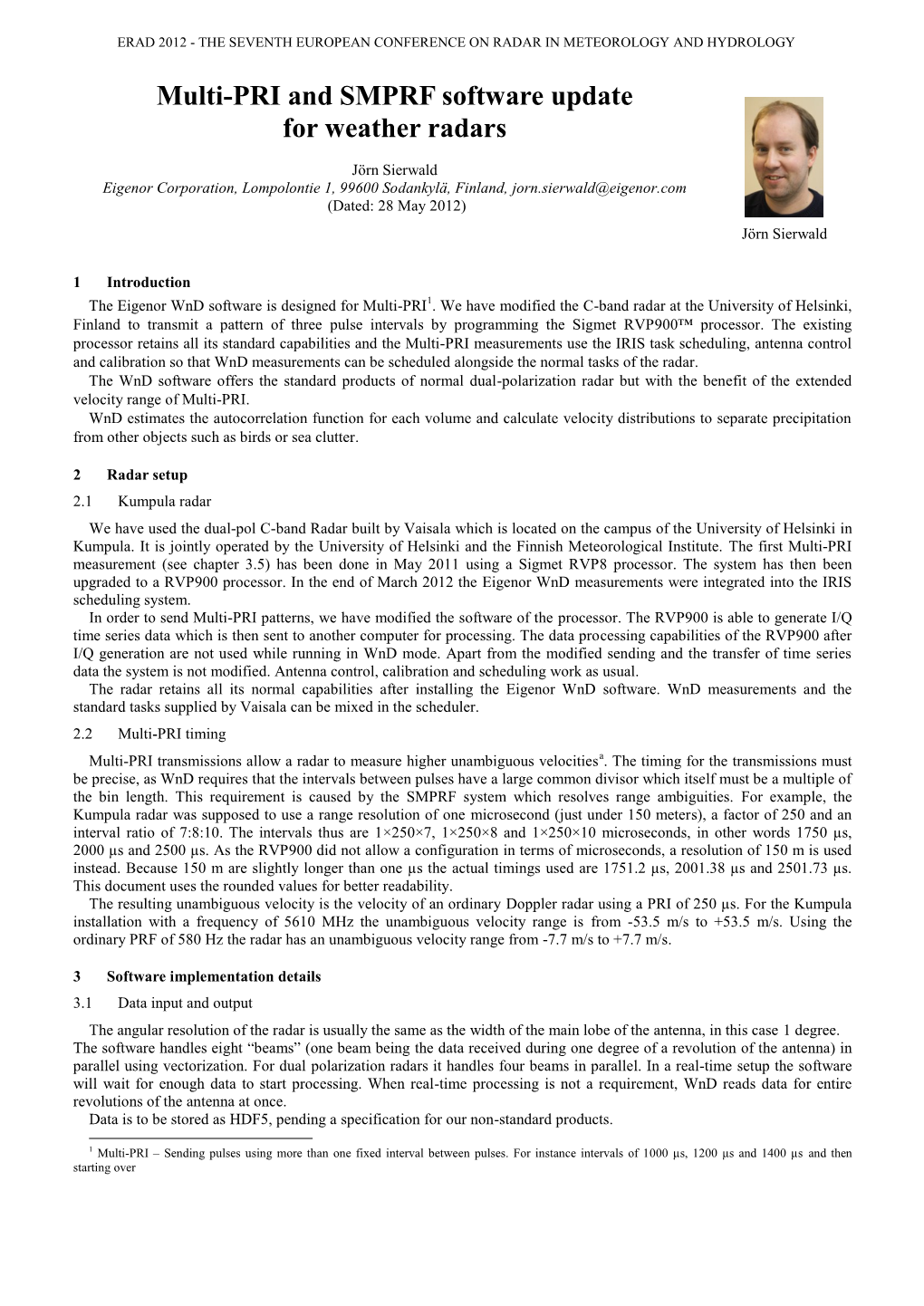 Multi-PRI and SMPRF Software Update for Weather Radars