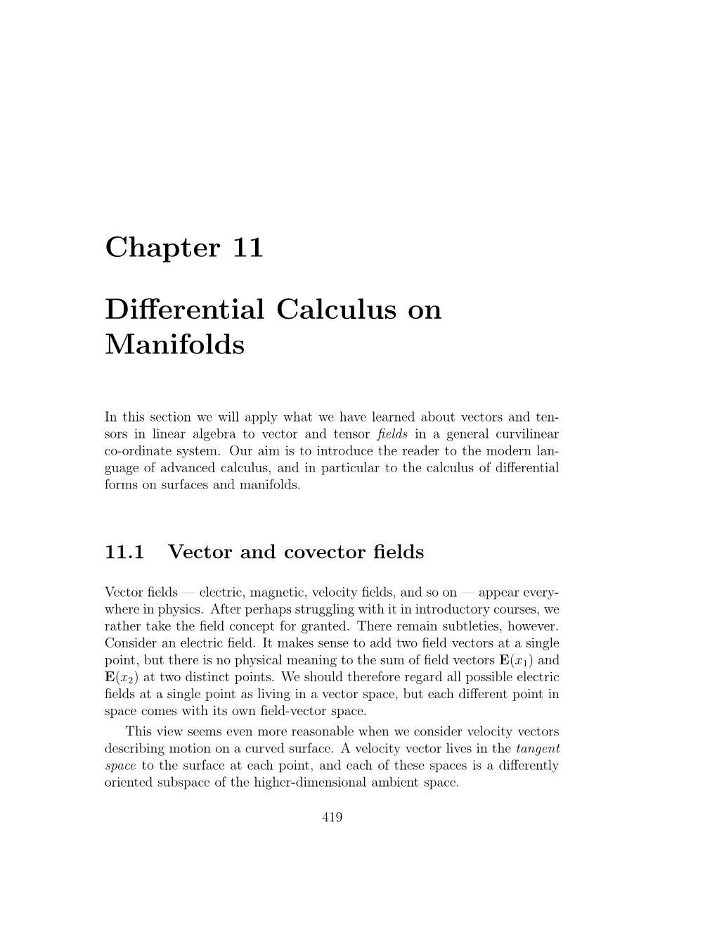 Chapter 11 Differential Calculus on Manifolds