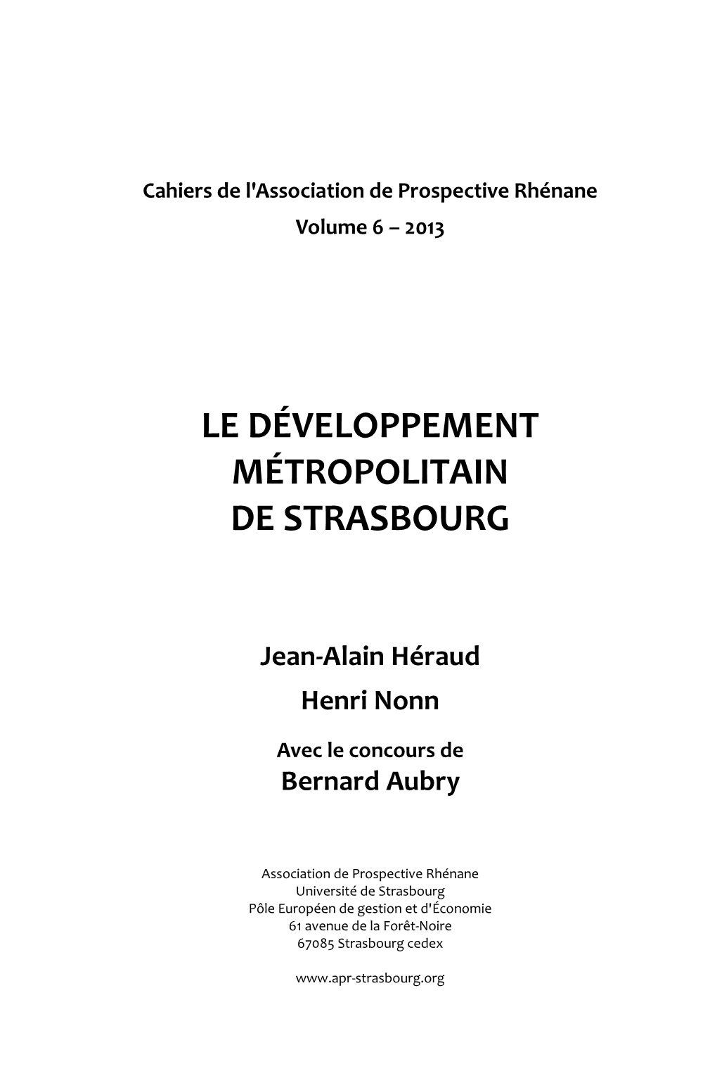 Le Développement Métropolitain De Strasbourg