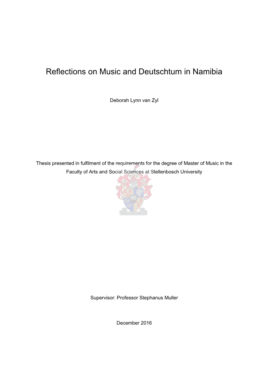 Reflections on Music and Deutschtum in Namibia