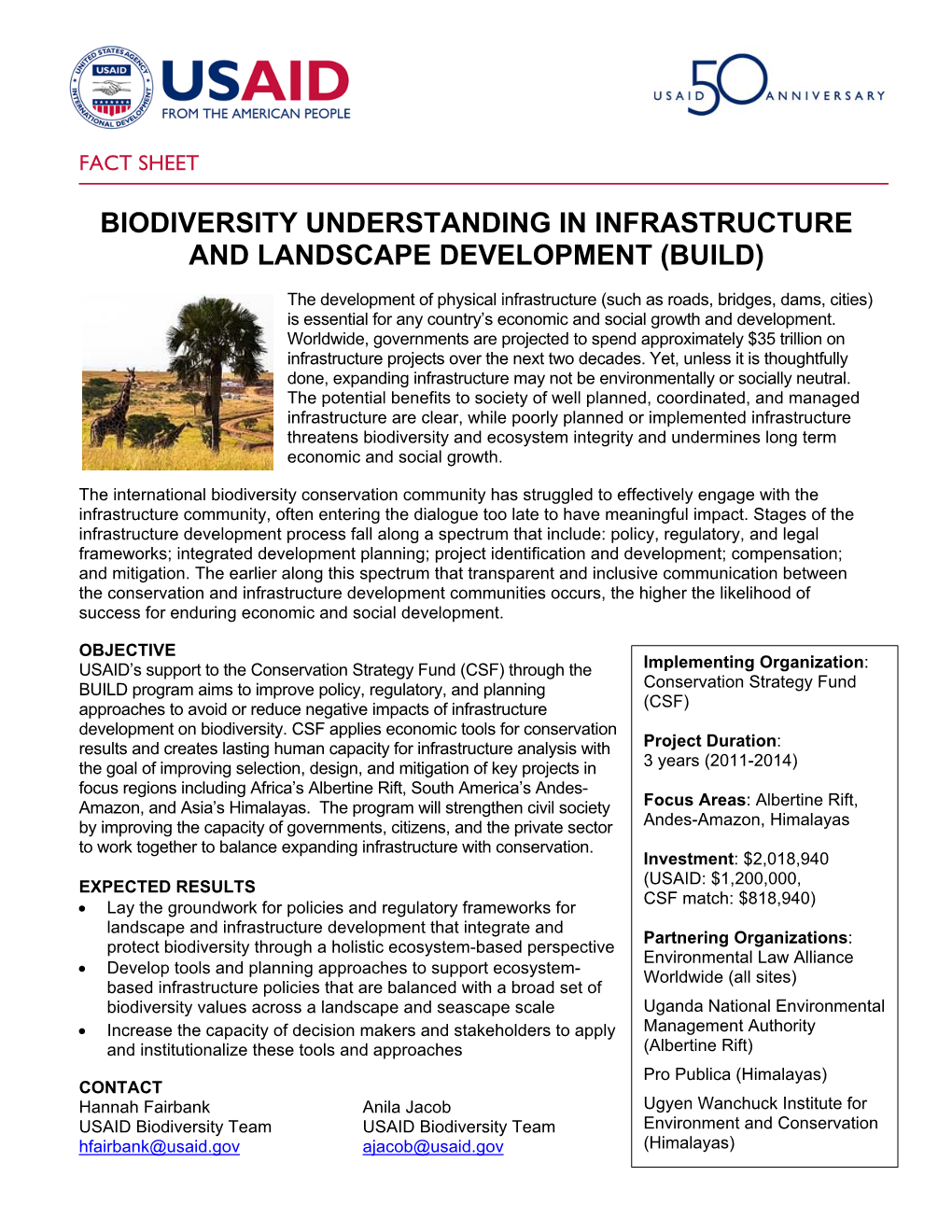 Biodiversity Understanding in Infrastructure and Landscape Development (Build)