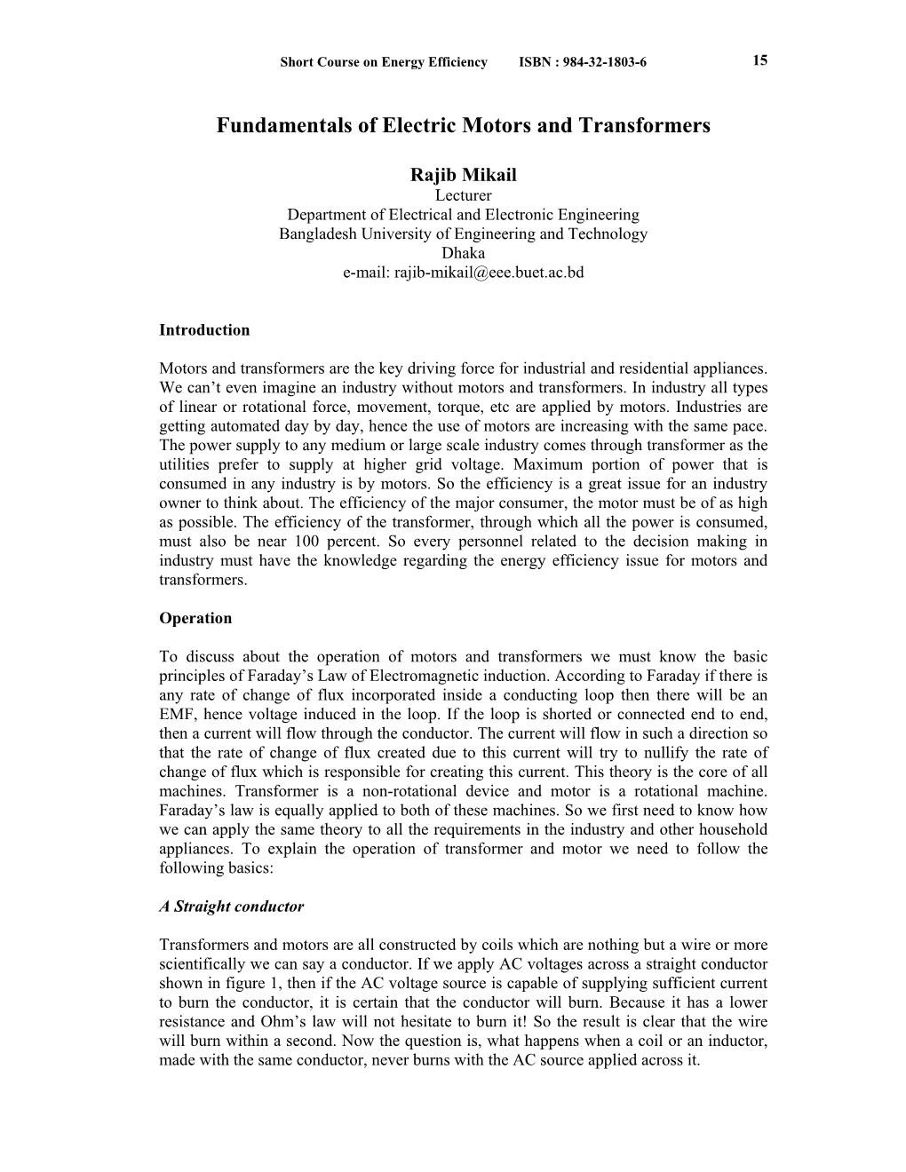 Fundamentals of Electric Motors and Transformers