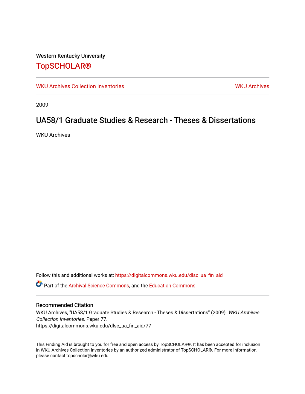 UA58/1 Graduate Studies & Research