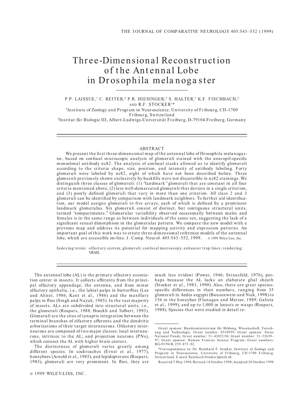Three-Dimensional Reconstruction of the Antennal Lobe in Drosophila Melanogaster