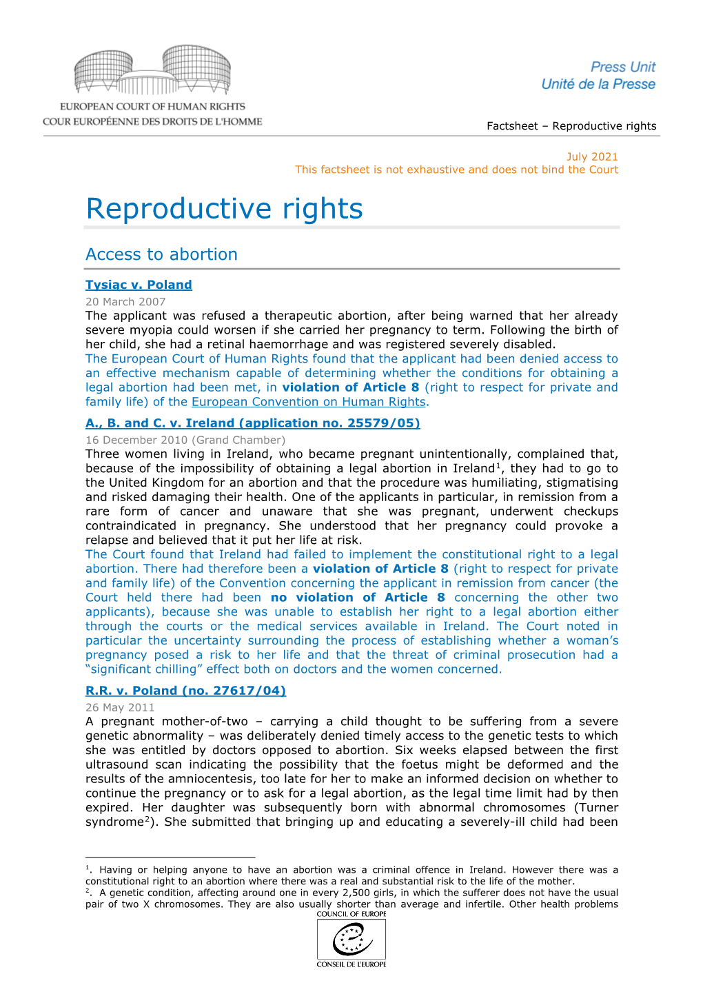 Reproductive Rights