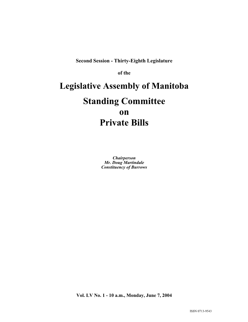 Legislative Assembly of Manitoba Standing Committee on Private Bills