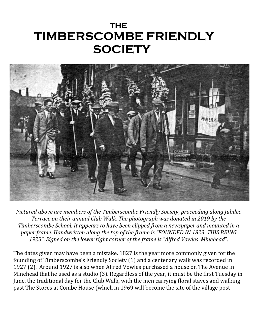 Timberscombe Friendly Society